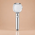 Pommeau de Douche Carré 3 Modes Bouton Stop – Argent