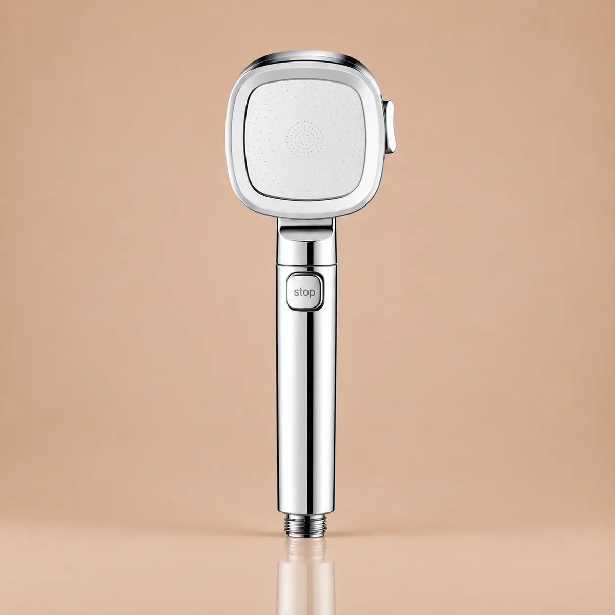 Pommeau de Douche Carré 3 Modes Bouton Stop – Argent