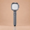 Pommeau de Douche Carré 3 Modes Bouton Stop – Gris