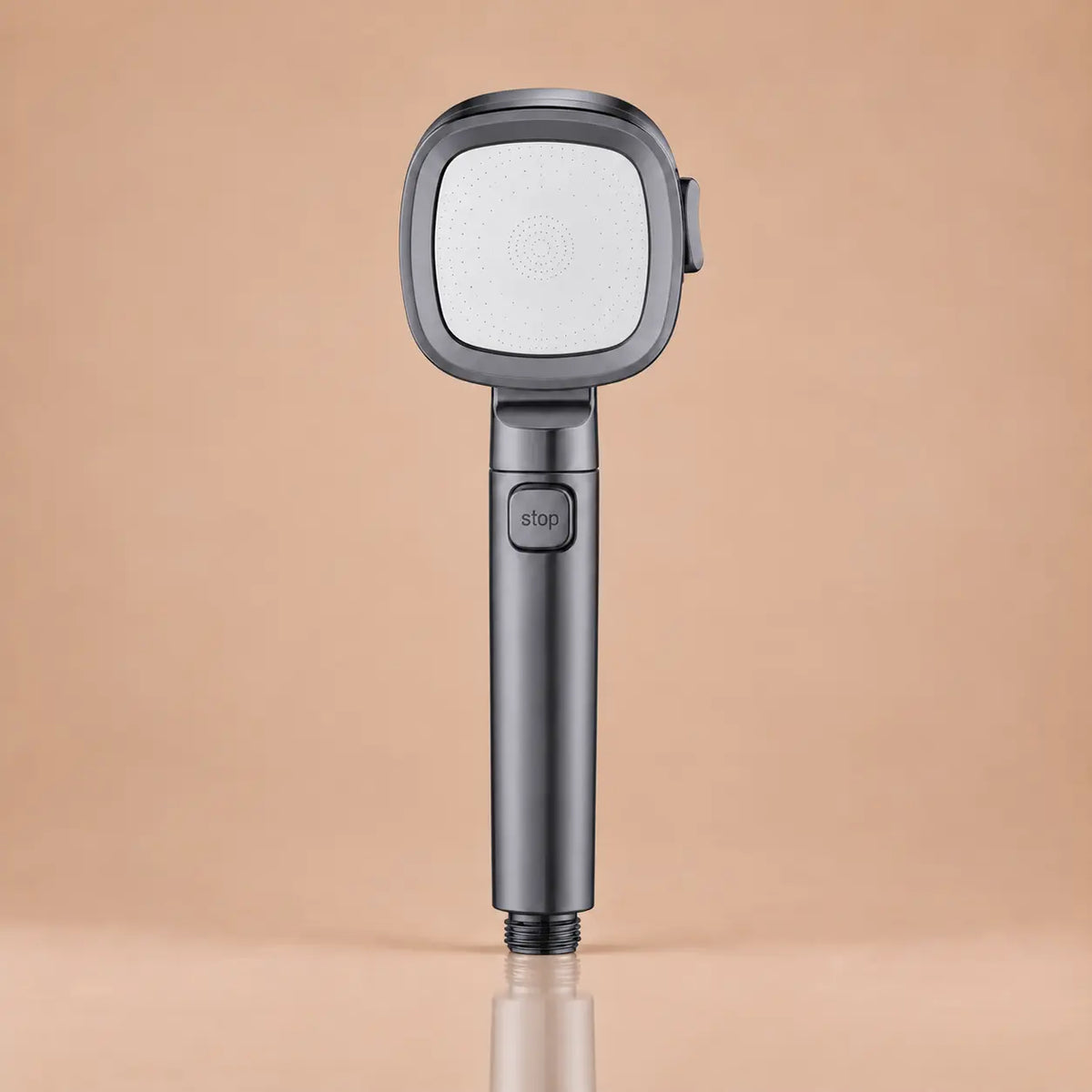 Pommeau de Douche Carré 3 Modes Bouton Stop – Gris