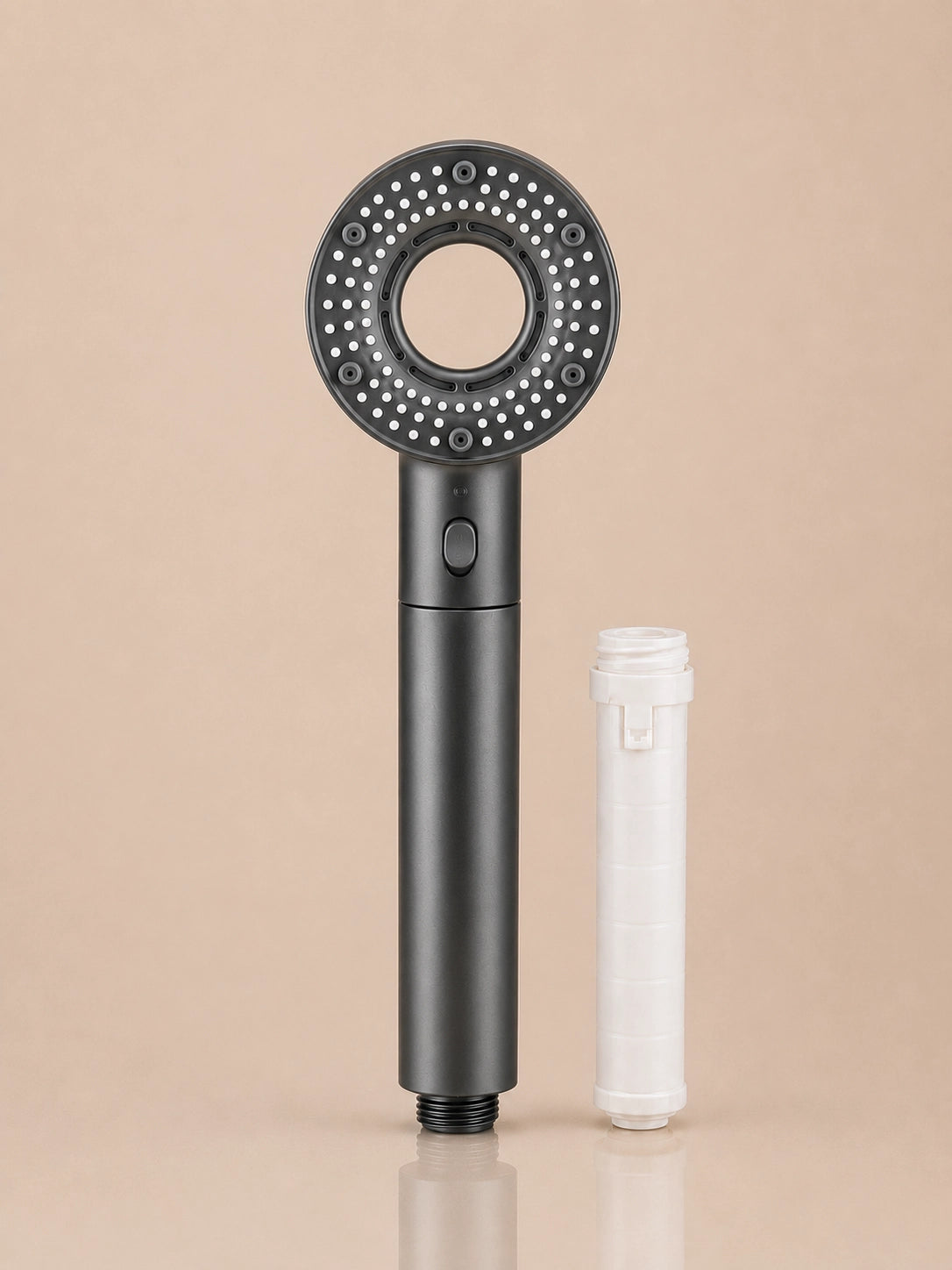 Pommeau de Douche Anti-Calcaire 5 Modes – Gris + Cartouche Incluse